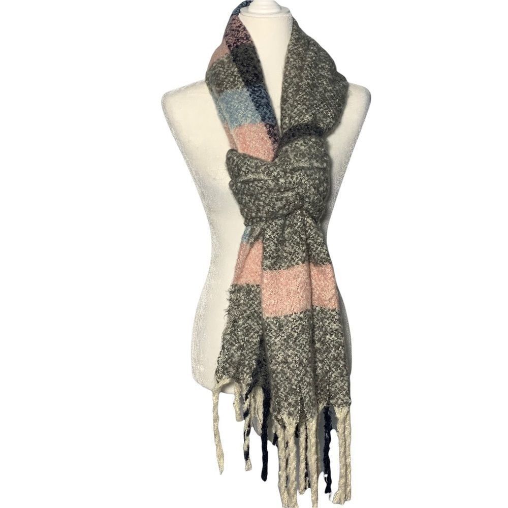 FAUX Cashmere/Alpaca Multicolored Long Tassel Scarf/Pashema